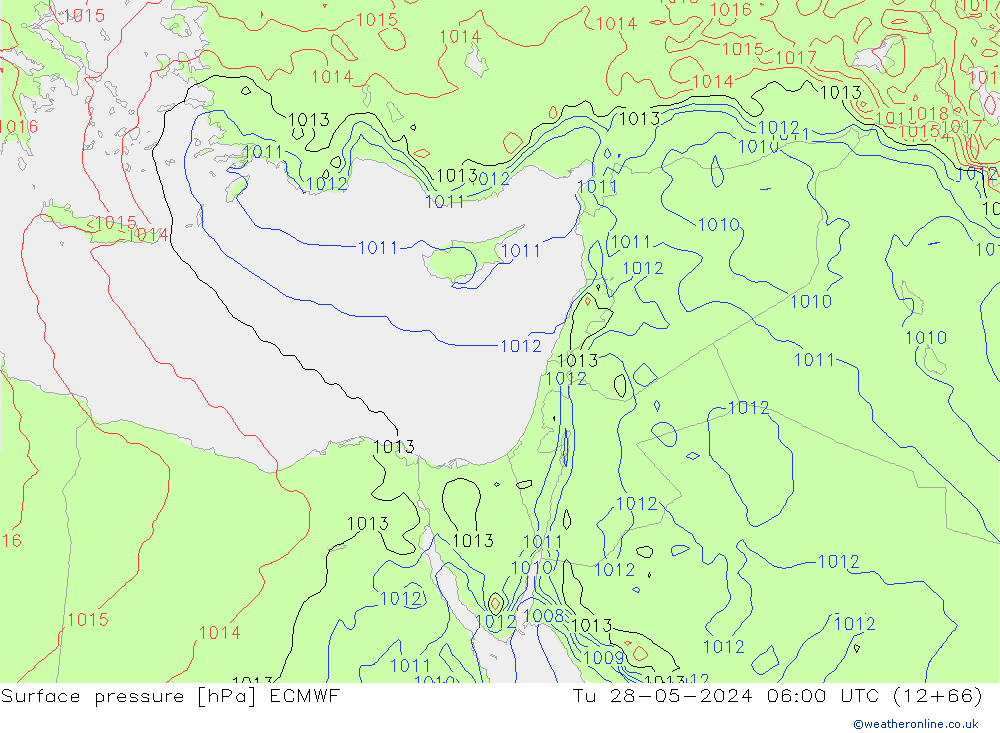 Presión superficial ECMWF mar 28.05.2024 06 UTC