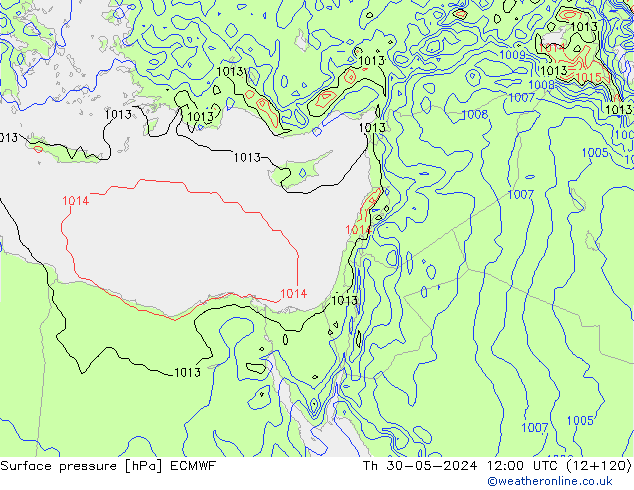 Presión superficial ECMWF jue 30.05.2024 12 UTC