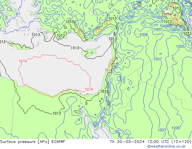 Atmosférický tlak ECMWF Čt 30.05.2024 12 UTC