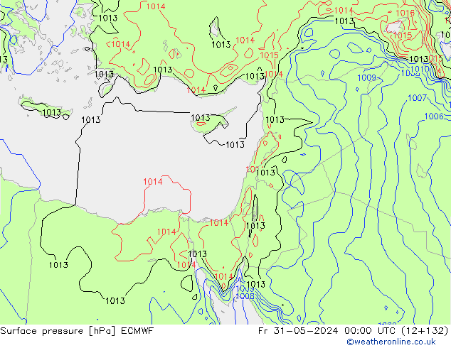 Presión superficial ECMWF vie 31.05.2024 00 UTC