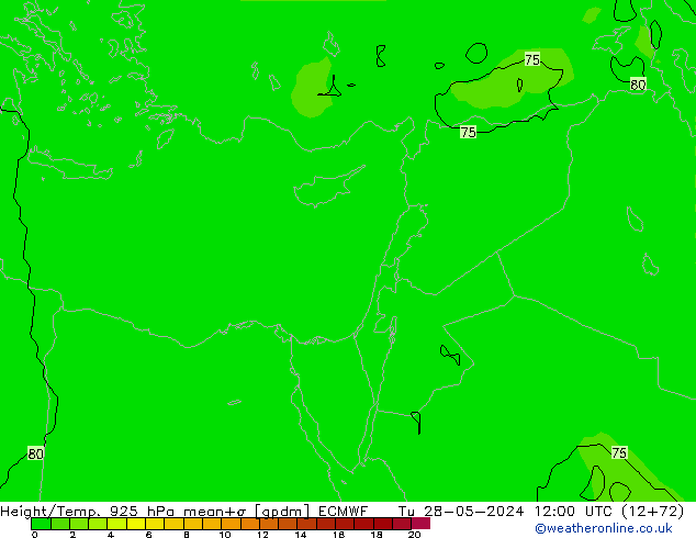 Hoogte/Temp. 925 hPa ECMWF di 28.05.2024 12 UTC