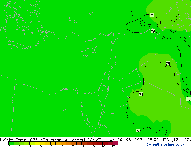 Height/Temp. 925 гПа ECMWF ср 29.05.2024 18 UTC