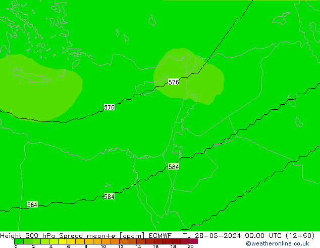 Height 500 hPa Spread ECMWF Tu 28.05.2024 00 UTC