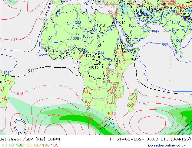 Jet Akımları/SLP ECMWF Cu 31.05.2024 06 UTC