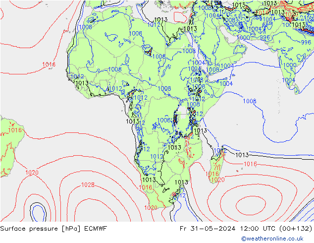 pressão do solo ECMWF Sex 31.05.2024 12 UTC