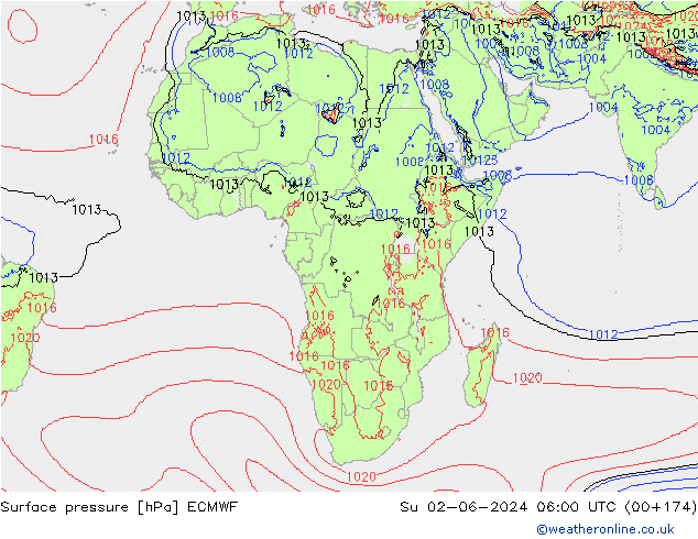 Surface pressure ECMWF Su 02.06.2024 06 UTC