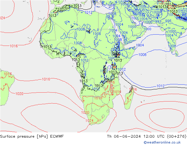 Surface pressure ECMWF Th 06.06.2024 12 UTC