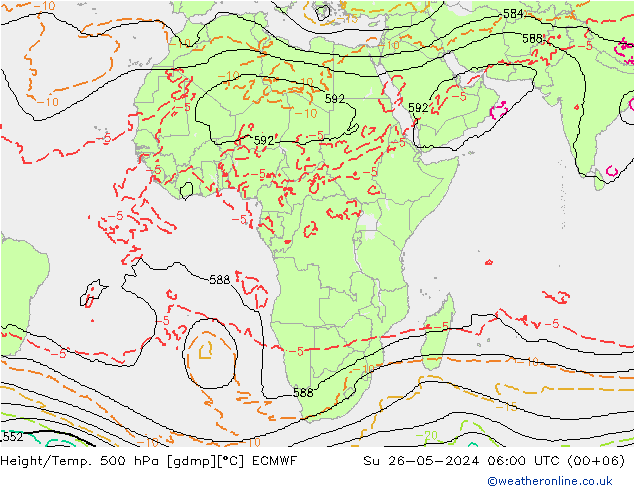 Yükseklik/Sıc. 500 hPa ECMWF Paz 26.05.2024 06 UTC