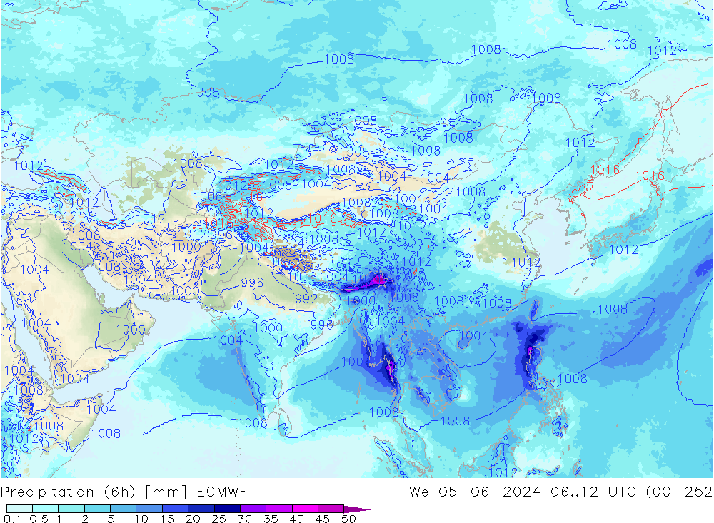 Precipitação (6h) ECMWF Qua 05.06.2024 12 UTC