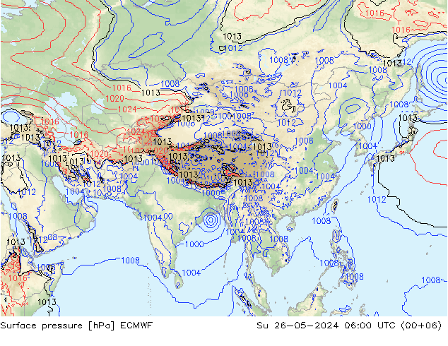 Yer basıncı ECMWF Paz 26.05.2024 06 UTC