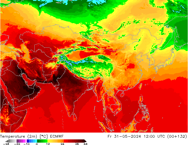 Sıcaklık Haritası (2m) ECMWF Cu 31.05.2024 12 UTC