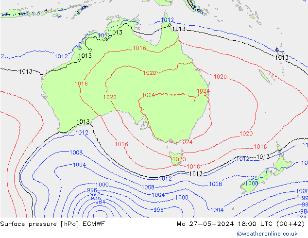 Pressione al suolo ECMWF lun 27.05.2024 18 UTC