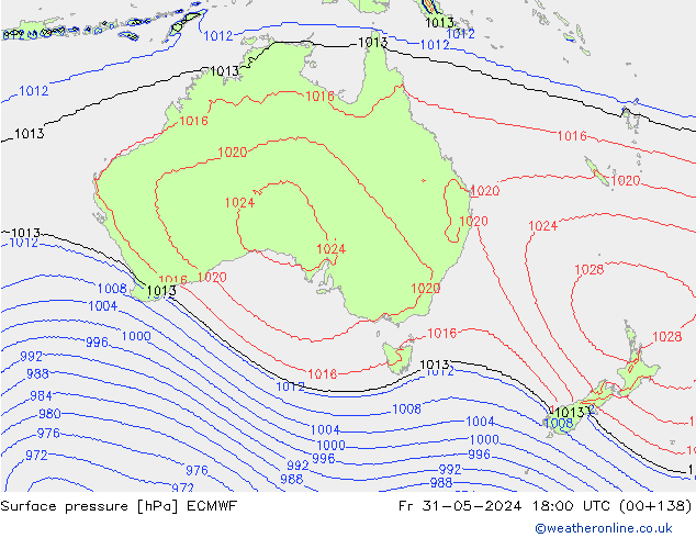 pression de l'air ECMWF ven 31.05.2024 18 UTC