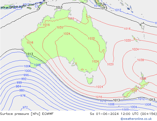 Surface pressure ECMWF Sa 01.06.2024 12 UTC