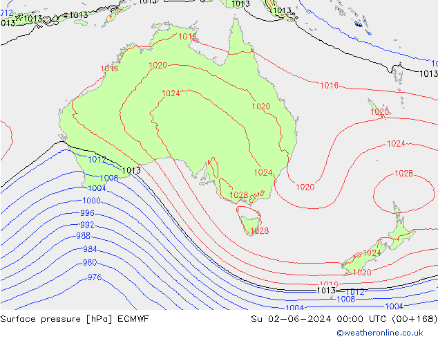 Luchtdruk (Grond) ECMWF zo 02.06.2024 00 UTC