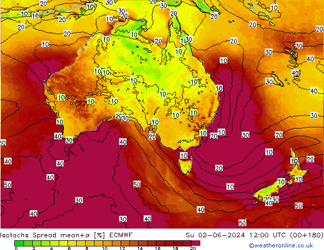 Isotachs Spread ECMWF Su 02.06.2024 12 UTC