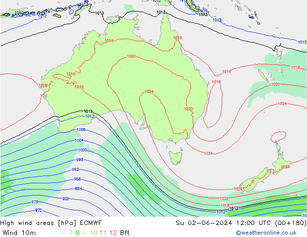 High wind areas ECMWF  02.06.2024 12 UTC