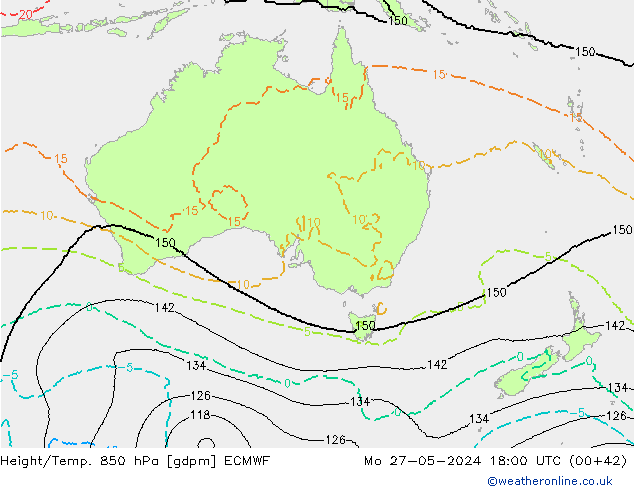Géop./Temp. 850 hPa ECMWF lun 27.05.2024 18 UTC