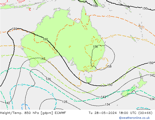 Height/Temp. 850 гПа ECMWF вт 28.05.2024 18 UTC