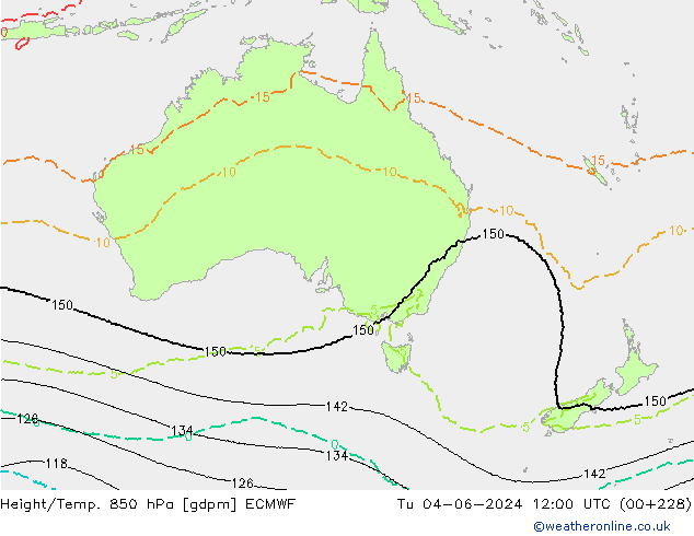 Height/Temp. 850 hPa ECMWF  04.06.2024 12 UTC