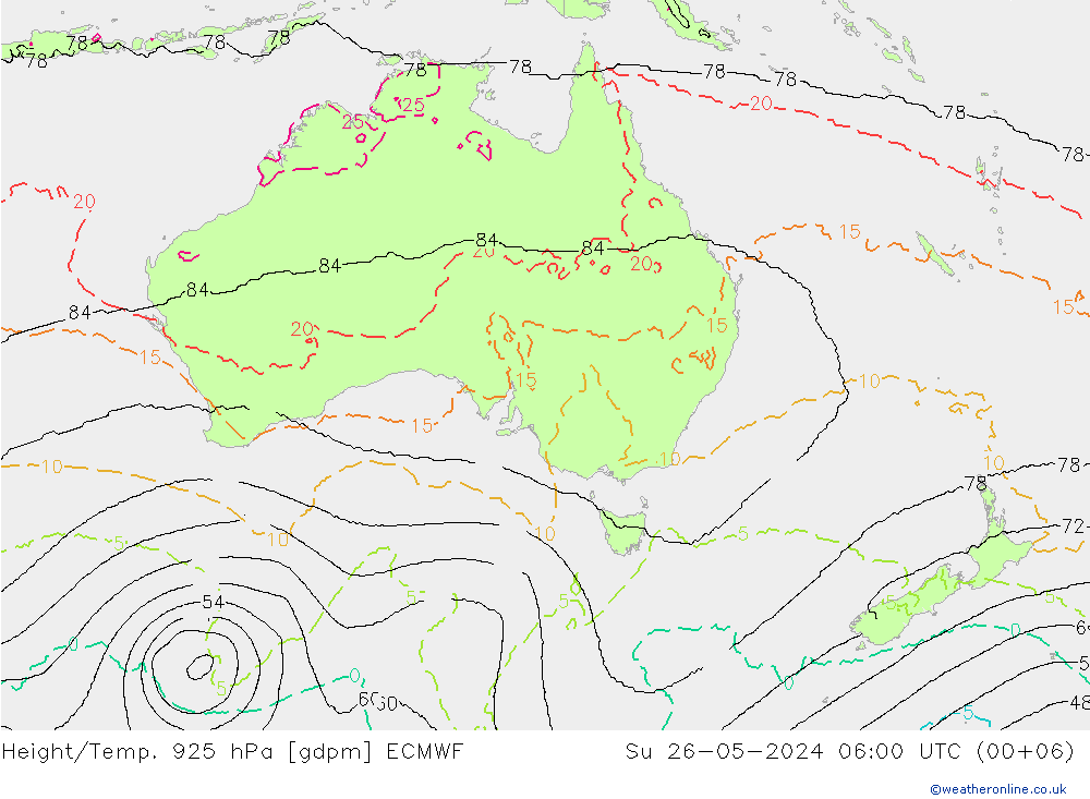 Yükseklik/Sıc. 925 hPa ECMWF Paz 26.05.2024 06 UTC