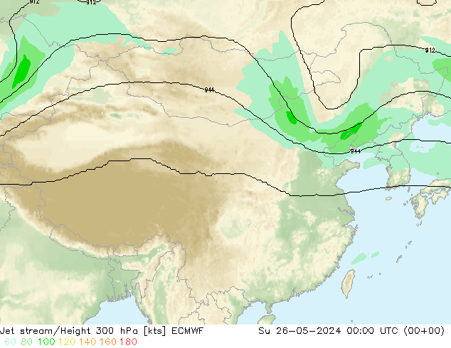 Jet stream/Height 300 hPa ECMWF Su 26.05.2024 00 UTC