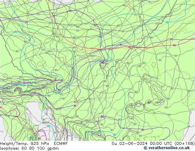 Geop./Temp. 925 hPa ECMWF dom 02.06.2024 00 UTC