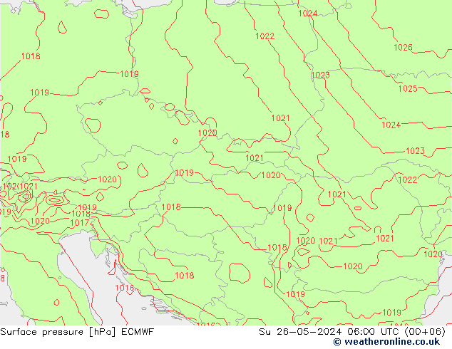 pressão do solo ECMWF Dom 26.05.2024 06 UTC