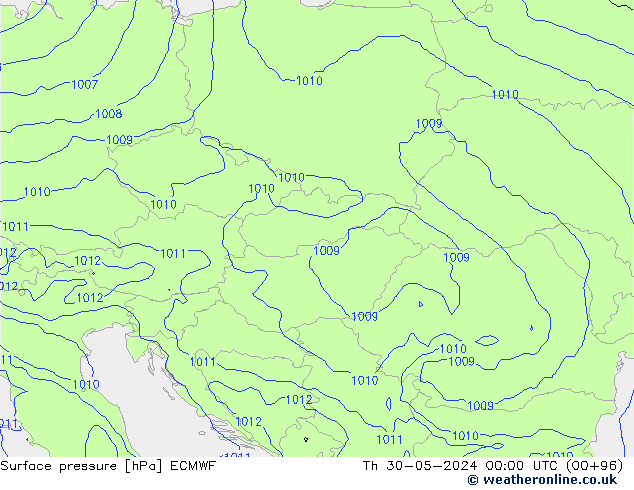 Atmosférický tlak ECMWF Čt 30.05.2024 00 UTC