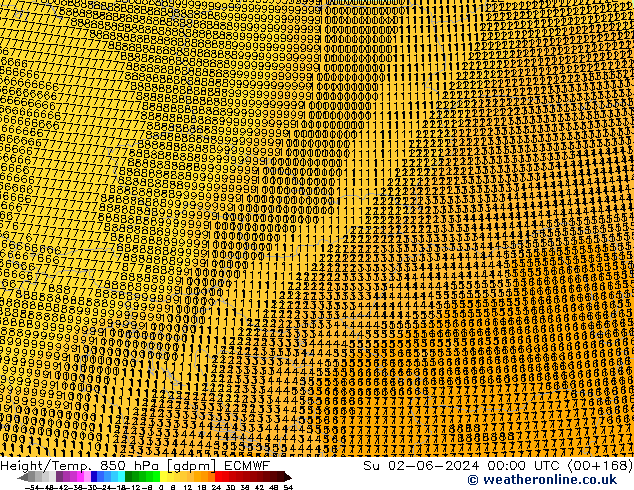 Height/Temp. 850 hPa ECMWF dom 02.06.2024 00 UTC