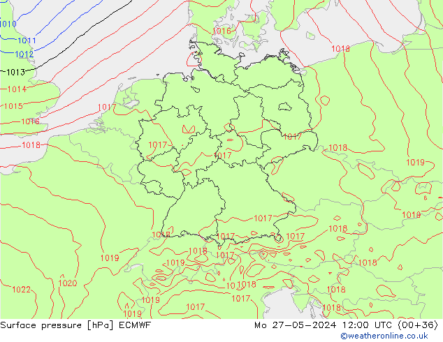 приземное давление ECMWF пн 27.05.2024 12 UTC