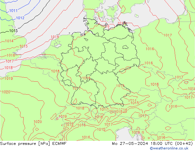 Pressione al suolo ECMWF lun 27.05.2024 18 UTC