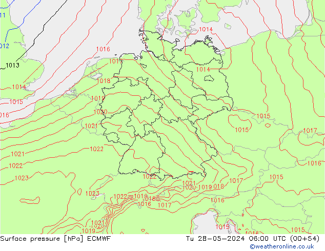Bodendruck ECMWF Di 28.05.2024 06 UTC