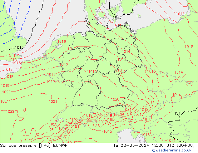 Surface pressure ECMWF Tu 28.05.2024 12 UTC