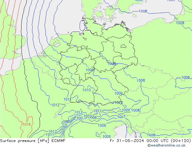 Surface pressure ECMWF Fr 31.05.2024 00 UTC