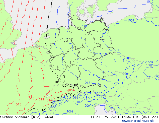 Bodendruck ECMWF Fr 31.05.2024 18 UTC