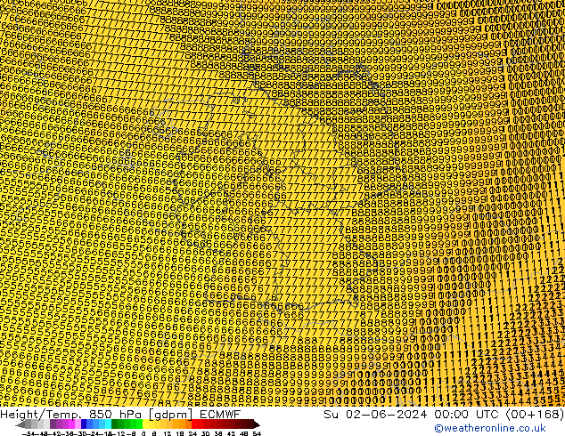 Géop./Temp. 850 hPa ECMWF dim 02.06.2024 00 UTC