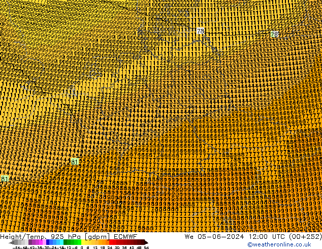 Height/Temp. 925 hPa ECMWF We 05.06.2024 12 UTC