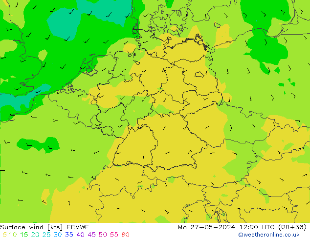 Surface wind ECMWF Mo 27.05.2024 12 UTC