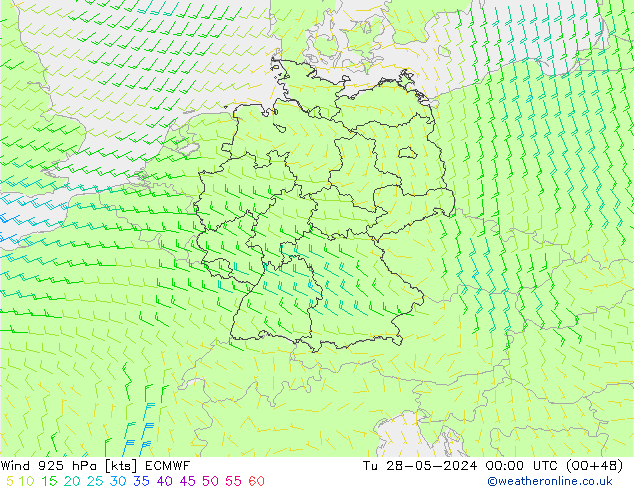 Wind 925 hPa ECMWF di 28.05.2024 00 UTC