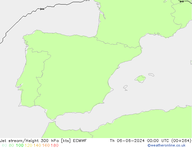 Jet stream/Height 300 hPa ECMWF Th 06.06.2024 00 UTC