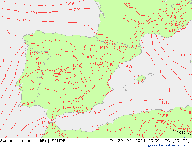 Surface pressure ECMWF We 29.05.2024 00 UTC