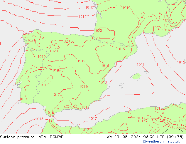 Pressione al suolo ECMWF mer 29.05.2024 06 UTC