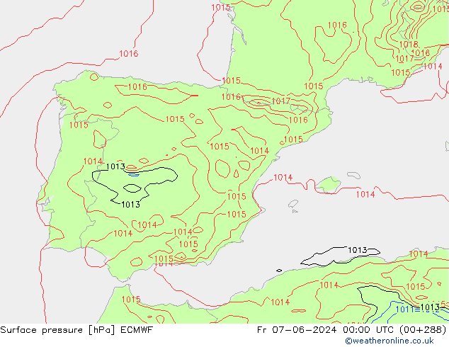 Pressione al suolo ECMWF ven 07.06.2024 00 UTC