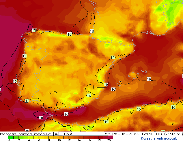 Isotachen Spread ECMWF wo 05.06.2024 12 UTC