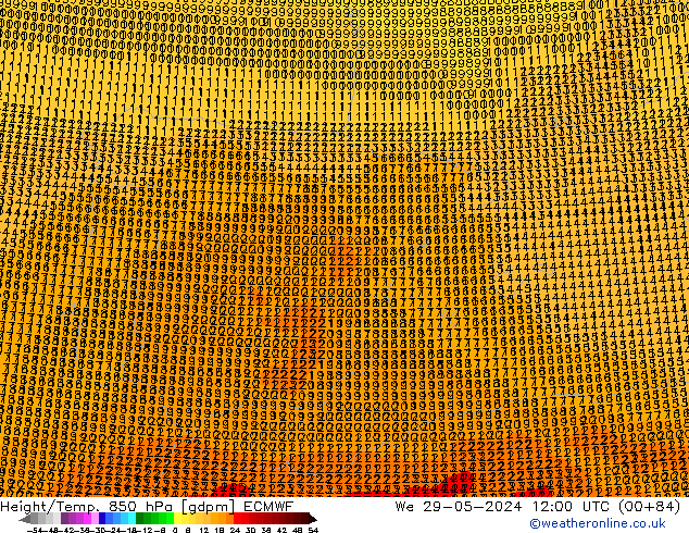 Height/Temp. 850 hPa ECMWF We 29.05.2024 12 UTC