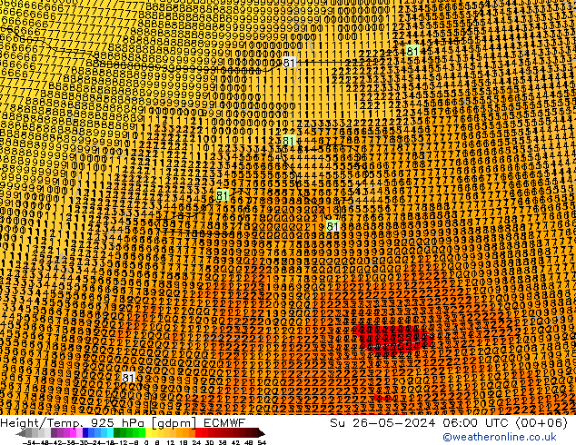 Height/Temp. 925 hPa ECMWF Dom 26.05.2024 06 UTC