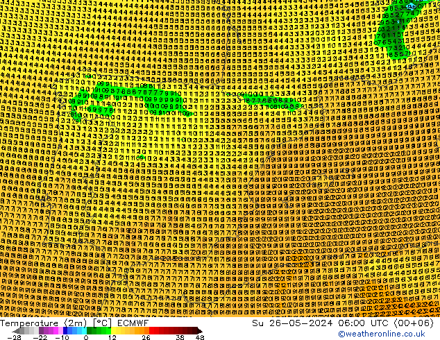 Temperature (2m) ECMWF Su 26.05.2024 06 UTC