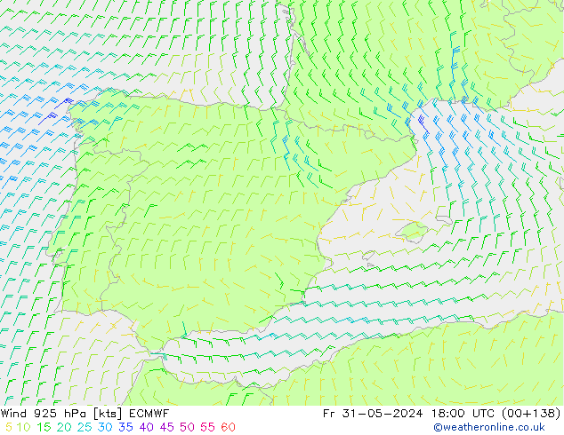 Vento 925 hPa ECMWF ven 31.05.2024 18 UTC