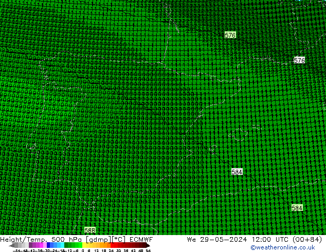 Height/Temp. 500 hPa ECMWF We 29.05.2024 12 UTC